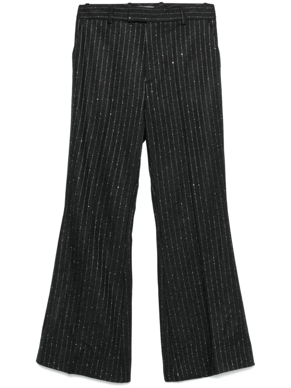 sequin-embellished pinstripe flared trousers