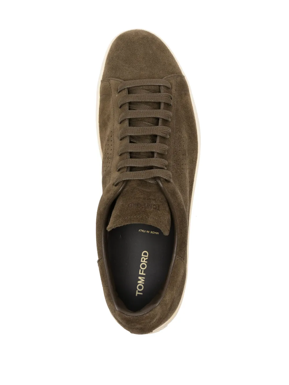 Tom Ford Khaki Suede Low Top Sneakers With Rubber Sole In 褐色