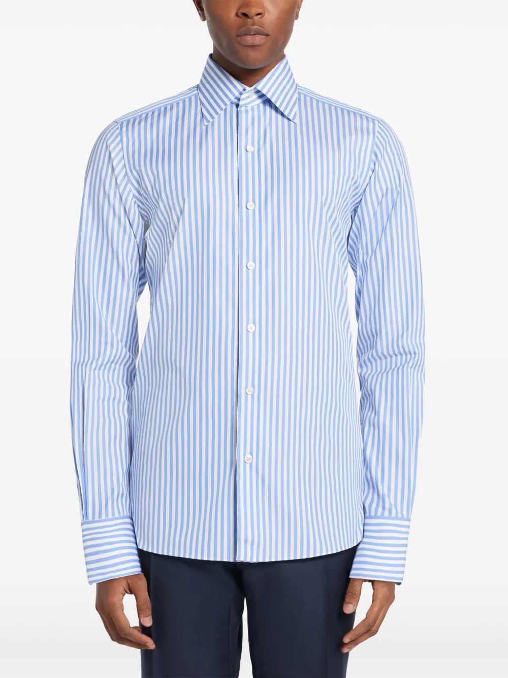 TOM FORD Gestreept overhemd Blauw