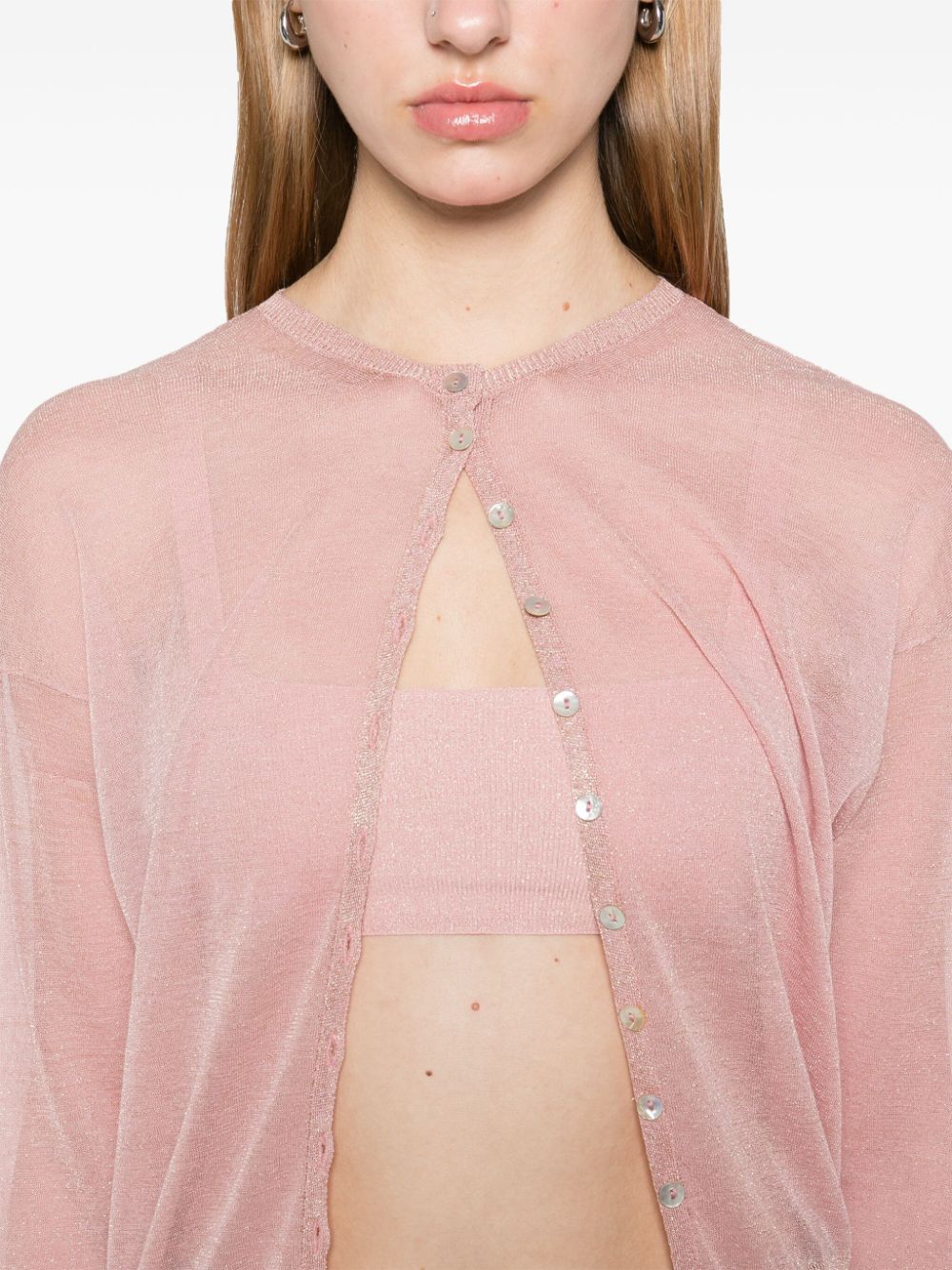 Shop Paloma Wool Metallic-threading Cardigan In Rosa