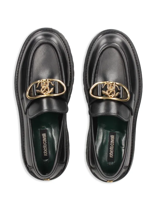 Men’s Roberto Cavalli leather & faux fur loafers with gold-tone logo US 10 Roberto Cavalli Loafers & Slip-Ons for Men on Sale up to 90  main image 4