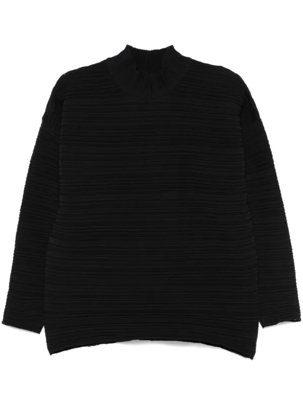 Pleats Please Issey Miyake Ribbed Sweater Black FARFETCH CA