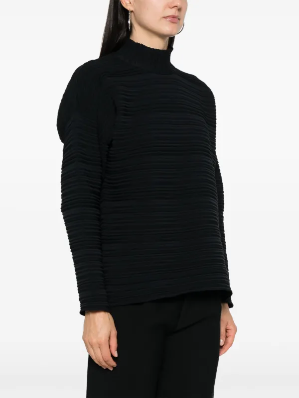 Pleats Please Issey Miyake リブニット セーター | ブラック 