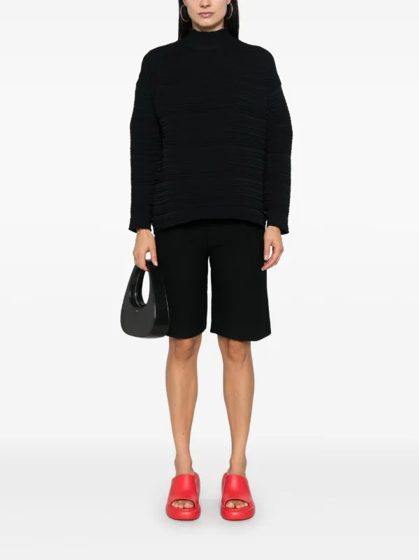 Pleats Please Issey Miyake リブニット セーター | ブラック 