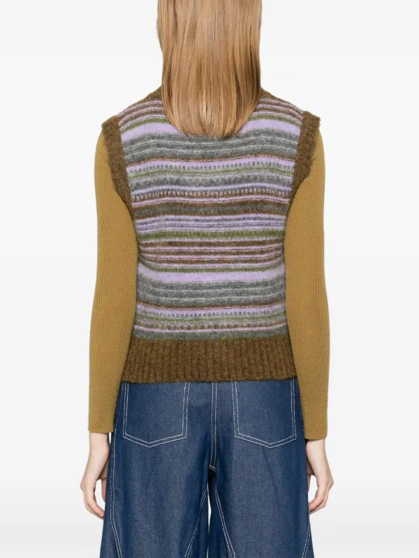 VIP【関税送料無料】希少 GANNI STRIPED WOOL VEST GANNI Striped Vest | Brown | FARFETCH