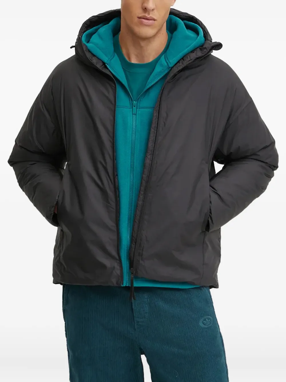 adidas three-stripe detail padded jacket | Black | Image 1