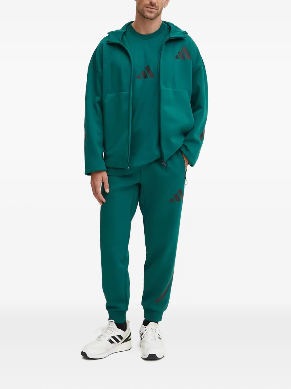 adidas logo-detail zip-up hoodie | Hoodies | Image 2