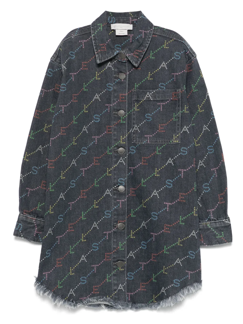 Stella Mccartney Logo-peinted Denim Dress In Blue