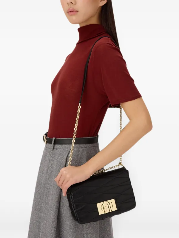 Furla 1927 キルティングレザーショルダーバッグ S | ブラック 