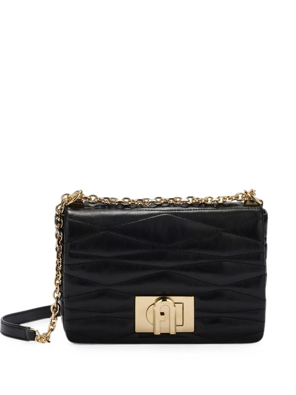 Furla Kleine 1927 gevoerde leren crossbodytas Zwart