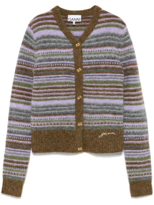 GANNI cardigan à rayures - Marron - GANNI - Modalova