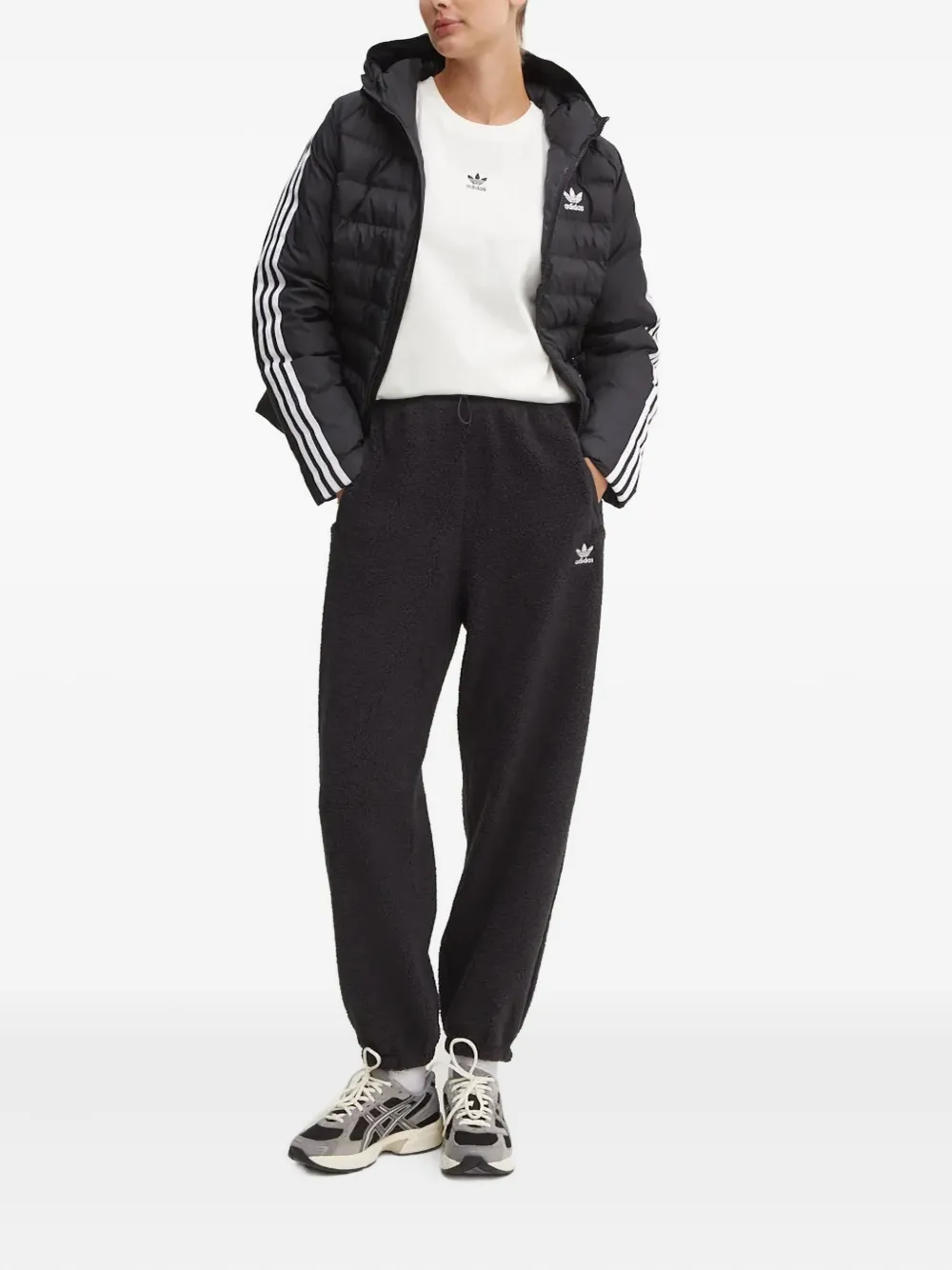 adidas three-stripe hooded puffer jacket | Down Jackets | Image 2