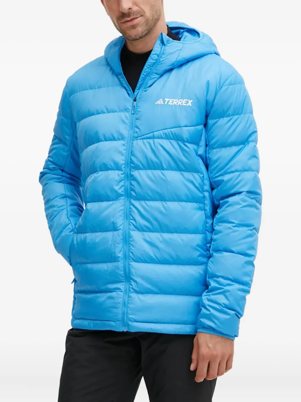 adidas hooded-neckline quilted jacket | Blue | Image 1