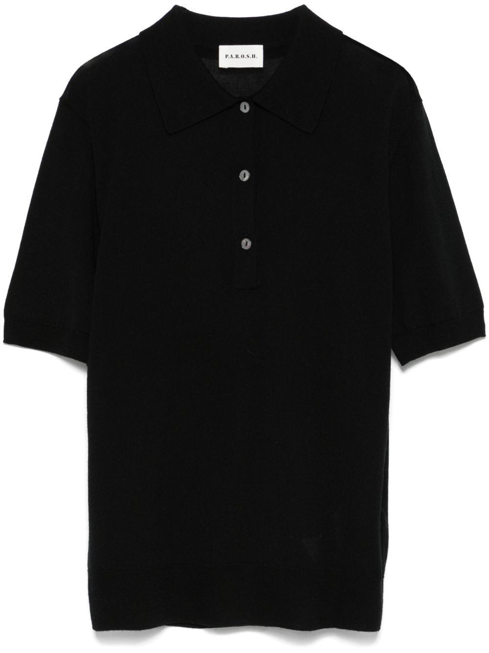 P.A.R.O.S.H. fine-knit polo top - Black