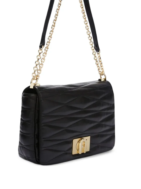 FURLA ブラック キルティング ハンドバッグ Furla キルティング ショルダーバッグ | ブラック | FARFETCH JP