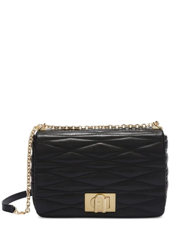 FURLA ブラック キルティング ハンドバッグ Furla キルティング ショルダーバッグ | ブラック | FARFETCH JP