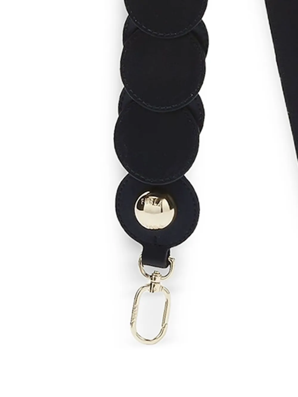 Furla Leren schouderband met applicatie Zwart