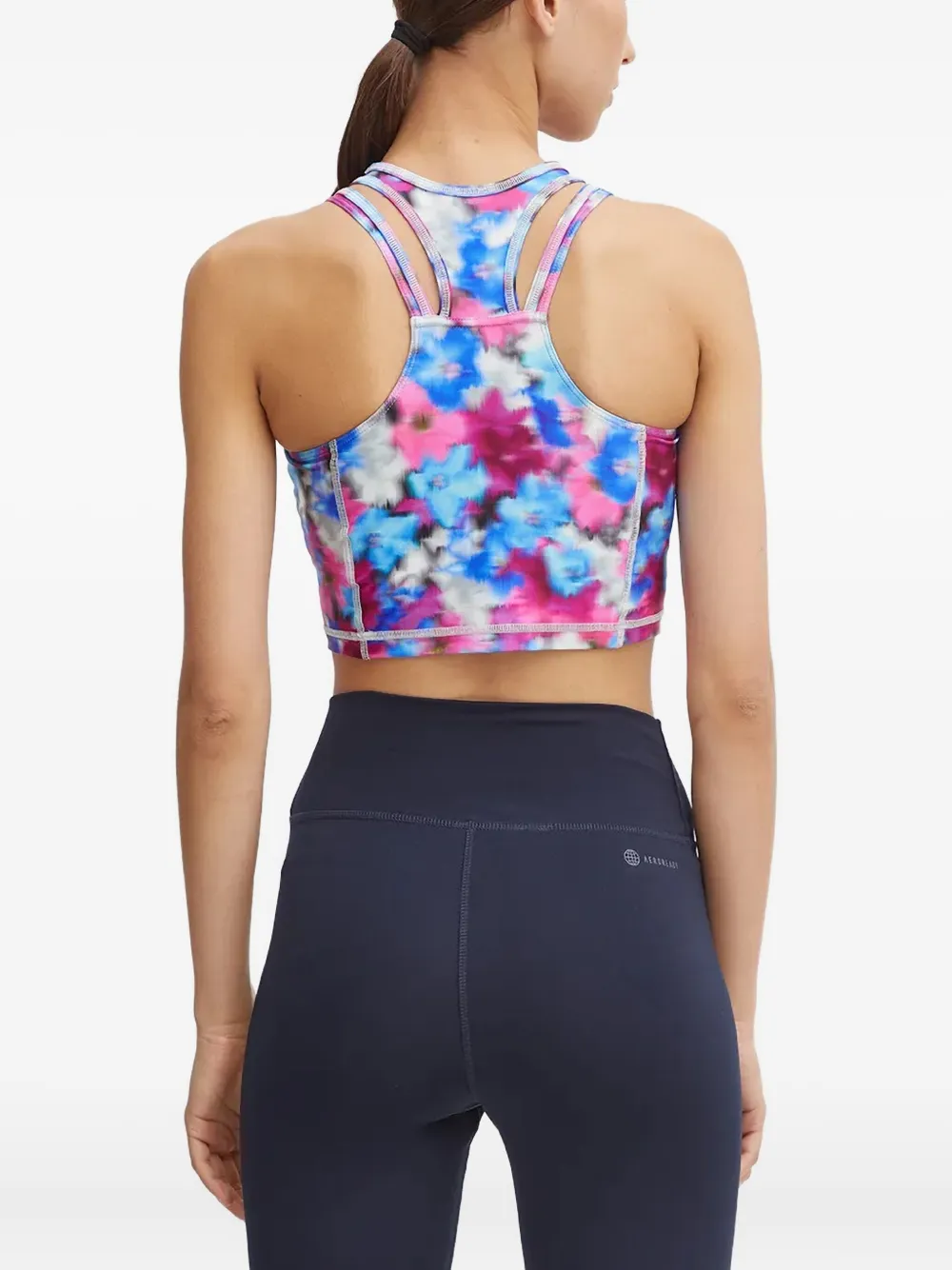 adidas by Stella McCartney Sport-bh met bloemenprint en uitgesneden details Blauw