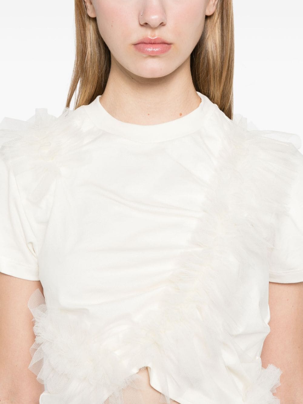 MSGM RUFFLED T-SHIRT 