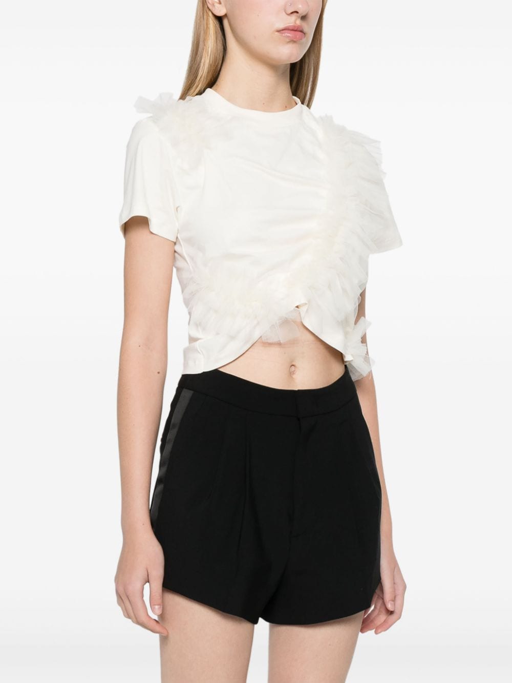 MSGM RUFFLED T-SHIRT 