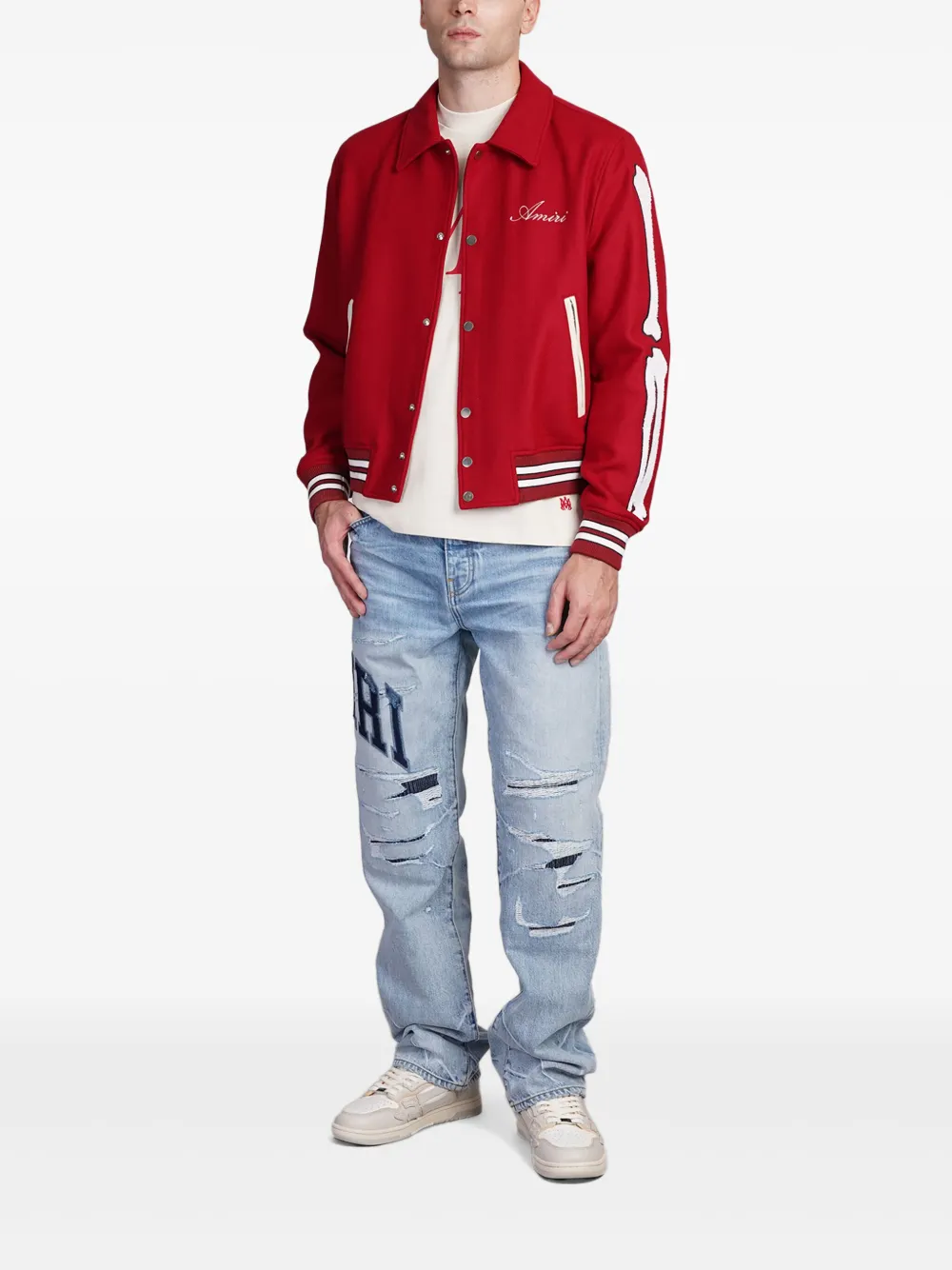 AMIRI logo-at-chest bomber jacket - Rood