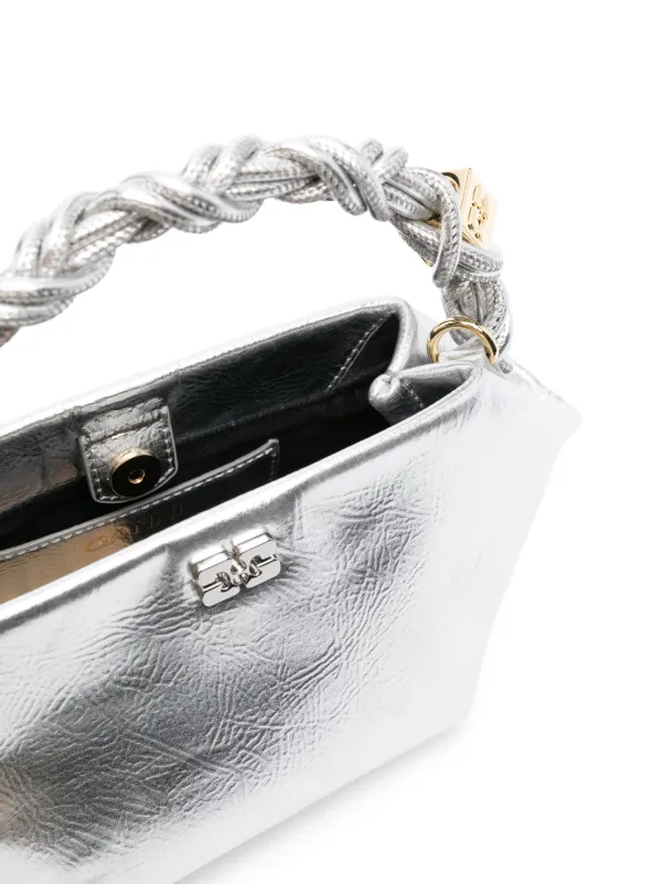 トートバッグ Ganni Bou' Mini Bag In Silver Leather Blend Ganni Bou Bag Mini Metalic - Silver – Galvanic.co