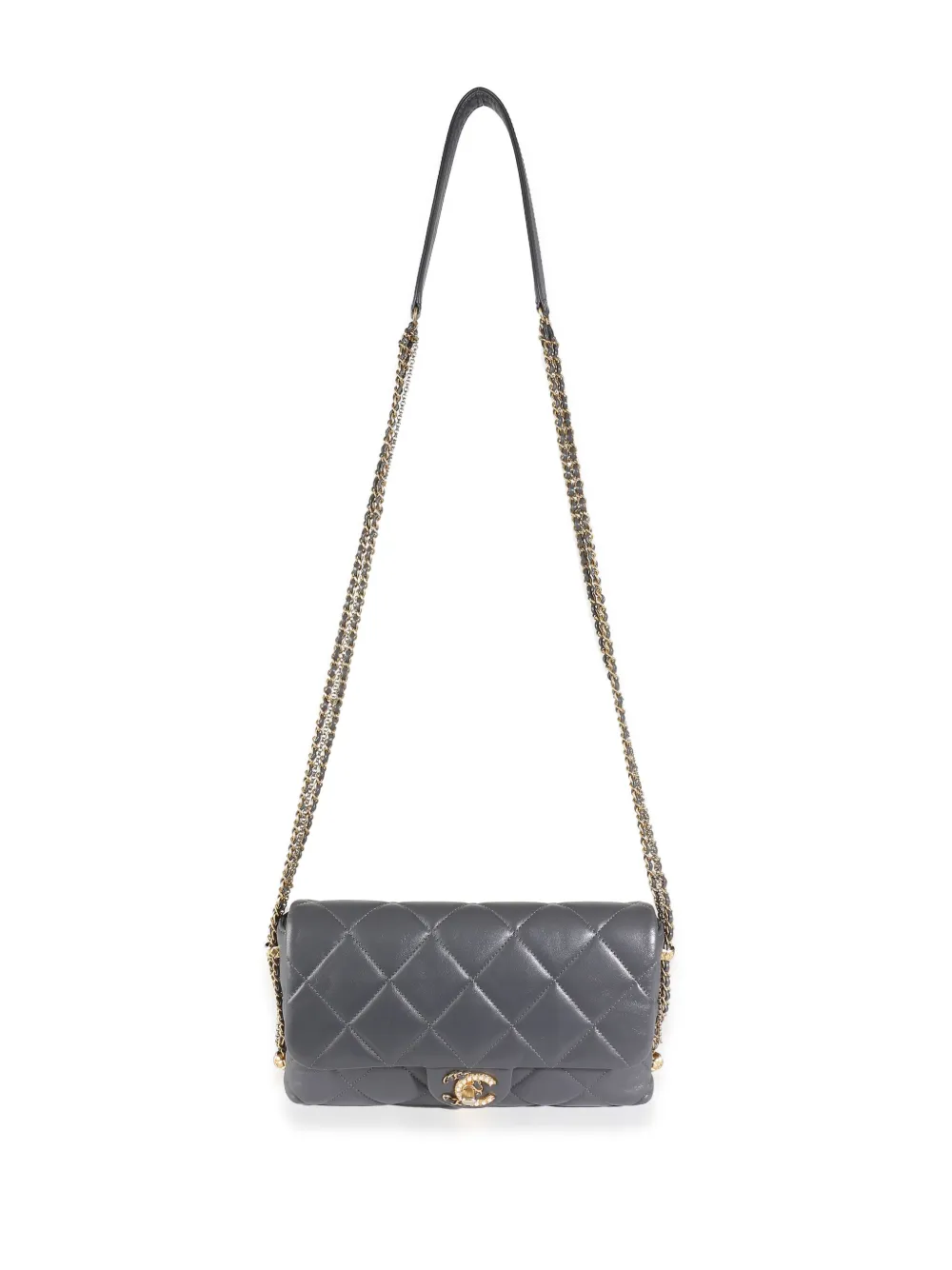 Pre-owned Chanel 2021-2023 Crush On Chains Shoulder Bag In Grey