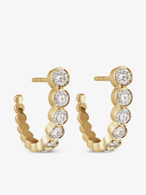 Sophie Bille Brahe 18kt yellow gold diamond hoop earrings