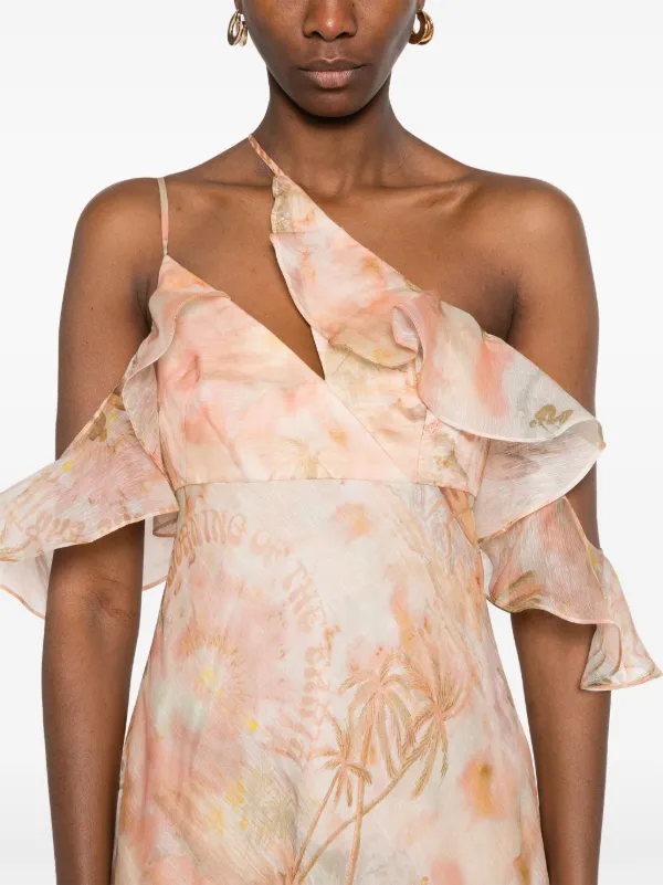 【送料&関税込】Zimmermann Illuminate Midi Dress In Linen An ZIMMERMANN Illuminate Draped linen and silk midi dress