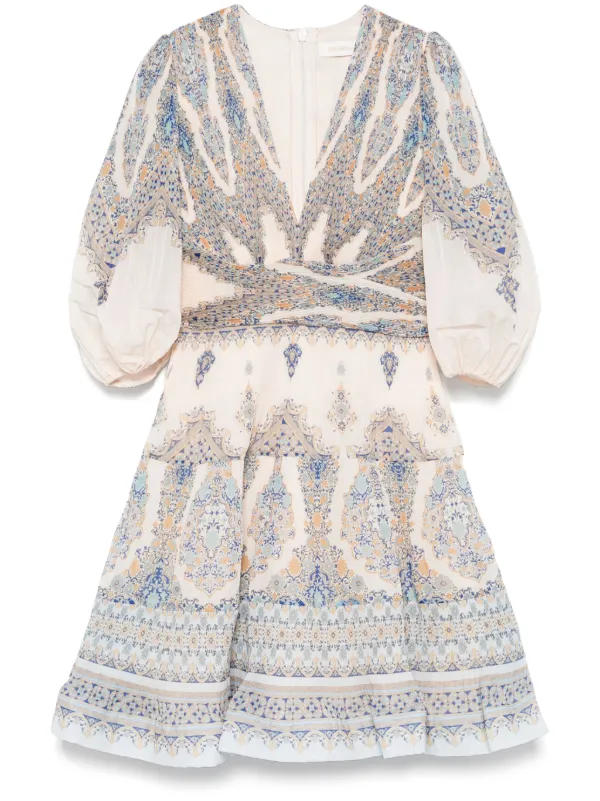zimmermann pleated long sleeve mini dress Zimmermann Zimmermann Lovestruck Pleated Mini Dress