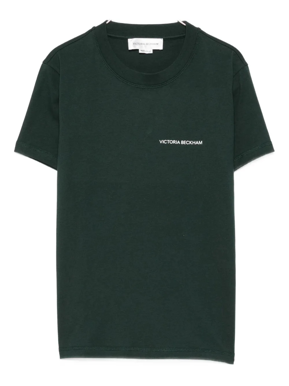 Victoria Beckham Katoenen T-shirt met geborduurd logo Groen
