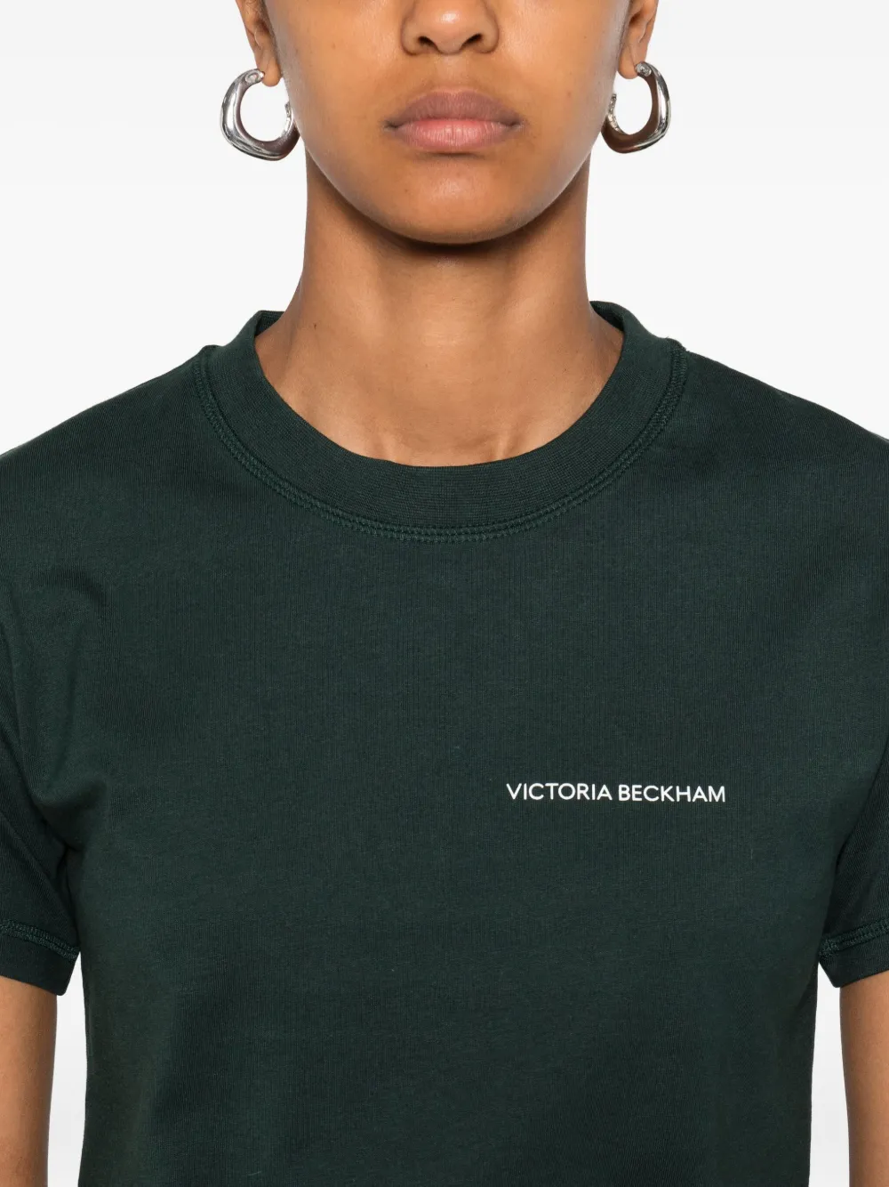 Victoria Beckham Katoenen T-shirt met geborduurd logo Groen