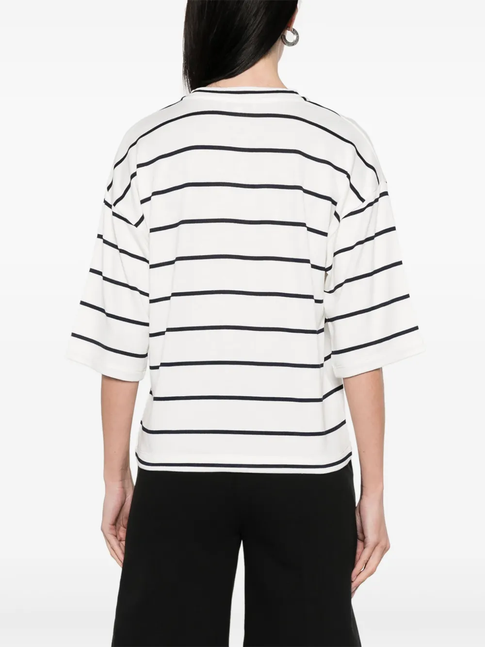Vince Striped Wide Sleeve Tee In White
