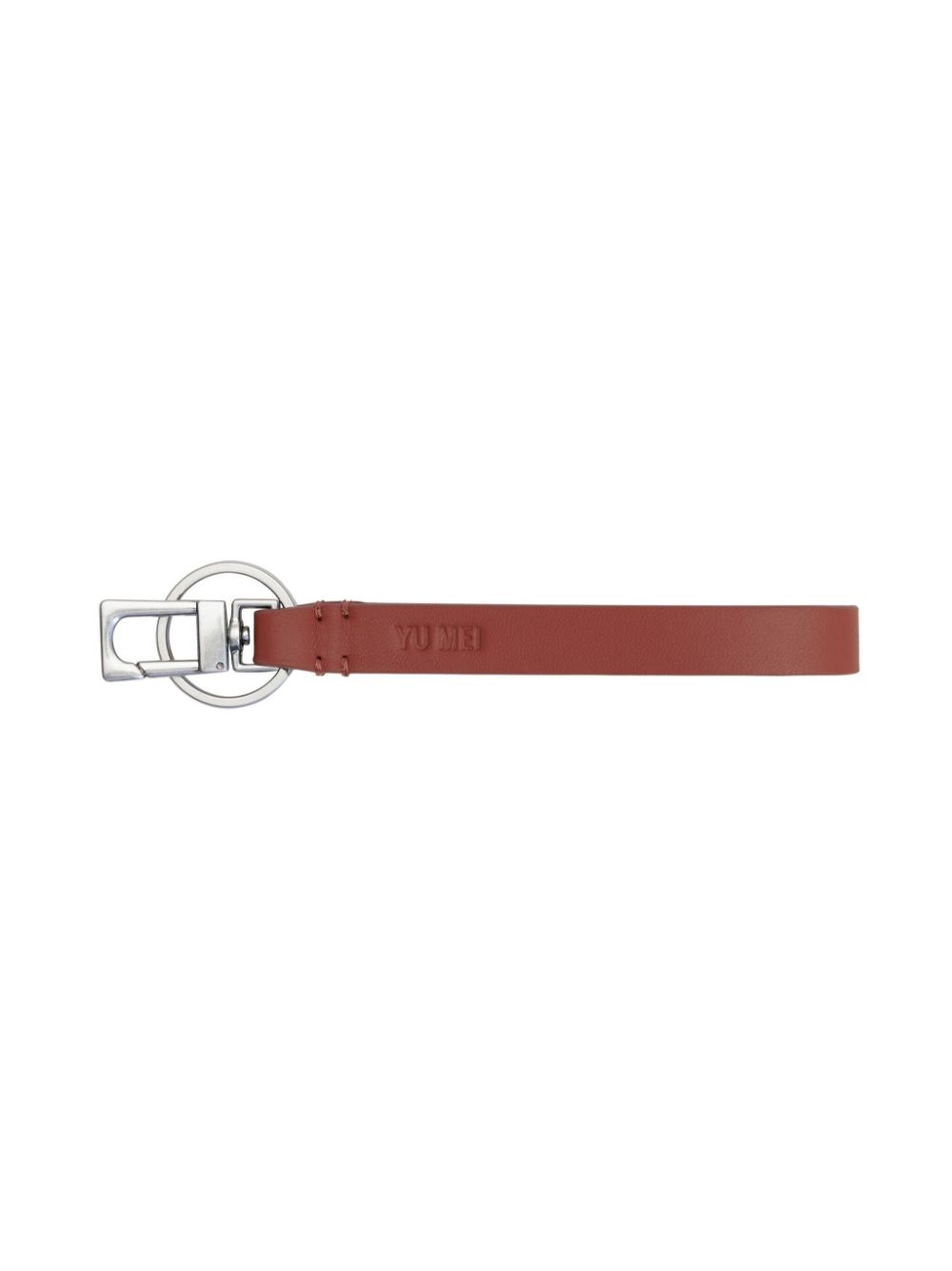 Yu Mei logo-debossed leather keyring - Red