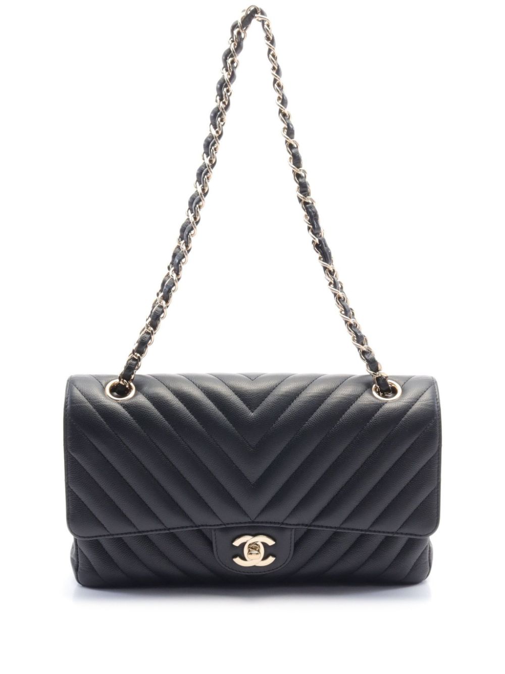 CHANEL Pre-Owned 2021-2022 chevron leather shoulder bag – Black