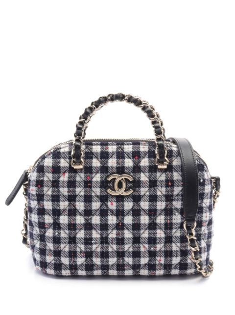 CHANEL 2021 small checked tweed tote bag Women