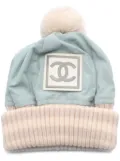 CHANEL Pre-Owned 1986-1988 CC Interlocking-patch beanie - Blue