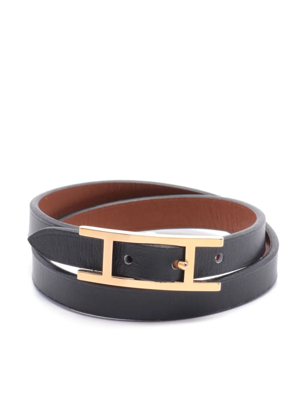 Hermès Pre-Owned 2015 Behapi Double Tour leather bracelet – Black