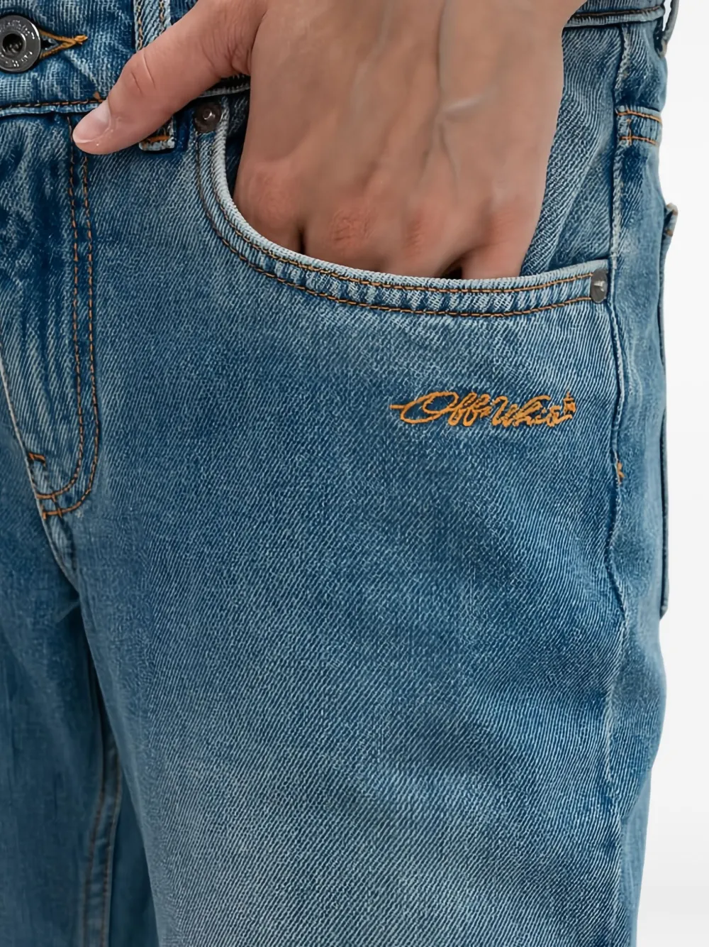 Off-White Jeans met geborduurd logo Blauw
