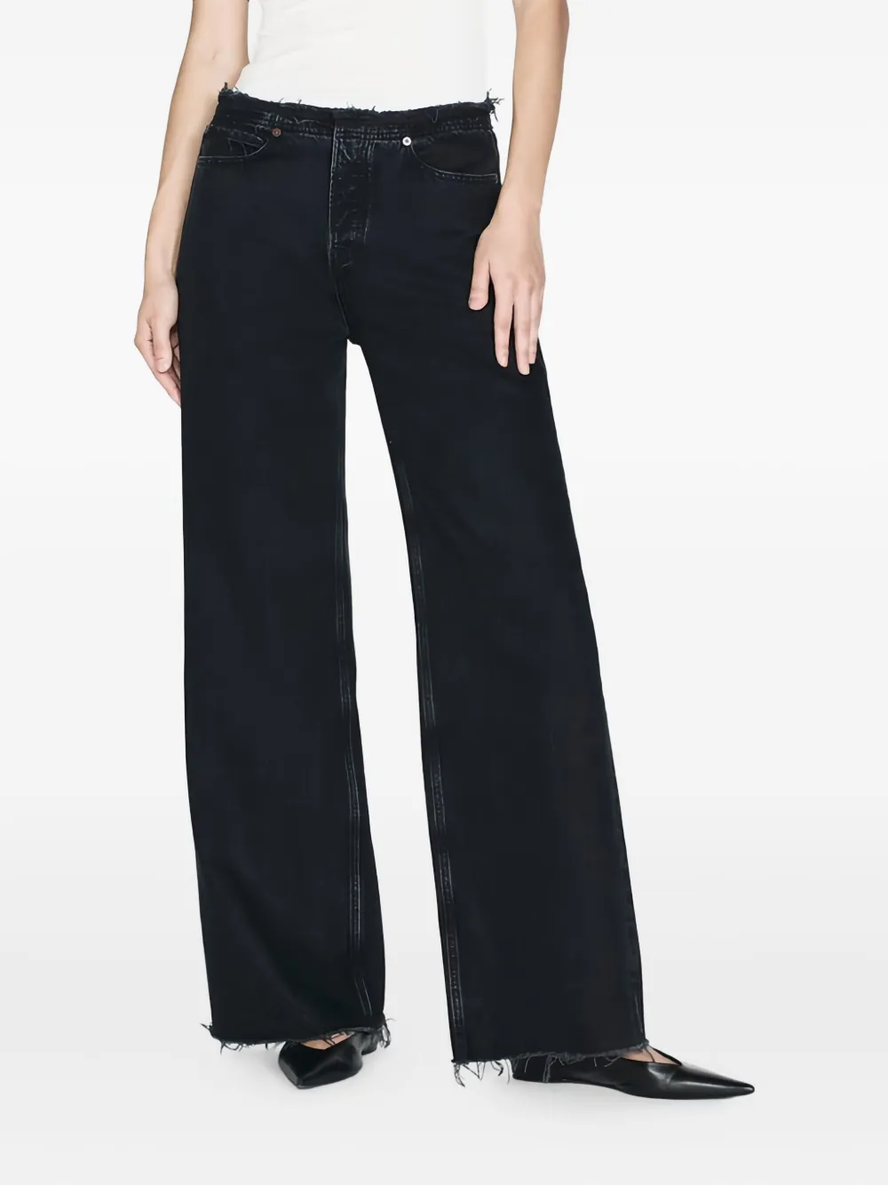 Frame Le Low Inkwell Baggy Wide Leg Jean In Black