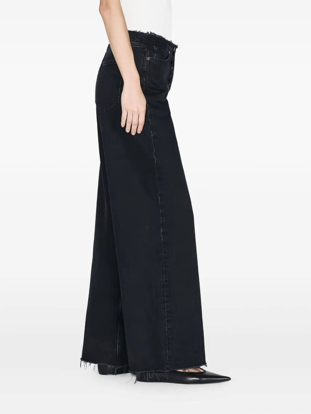 FRAME Jeans met franje - Zwart