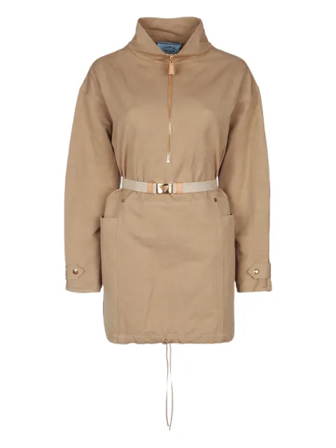 Prada belted half-zipped coat