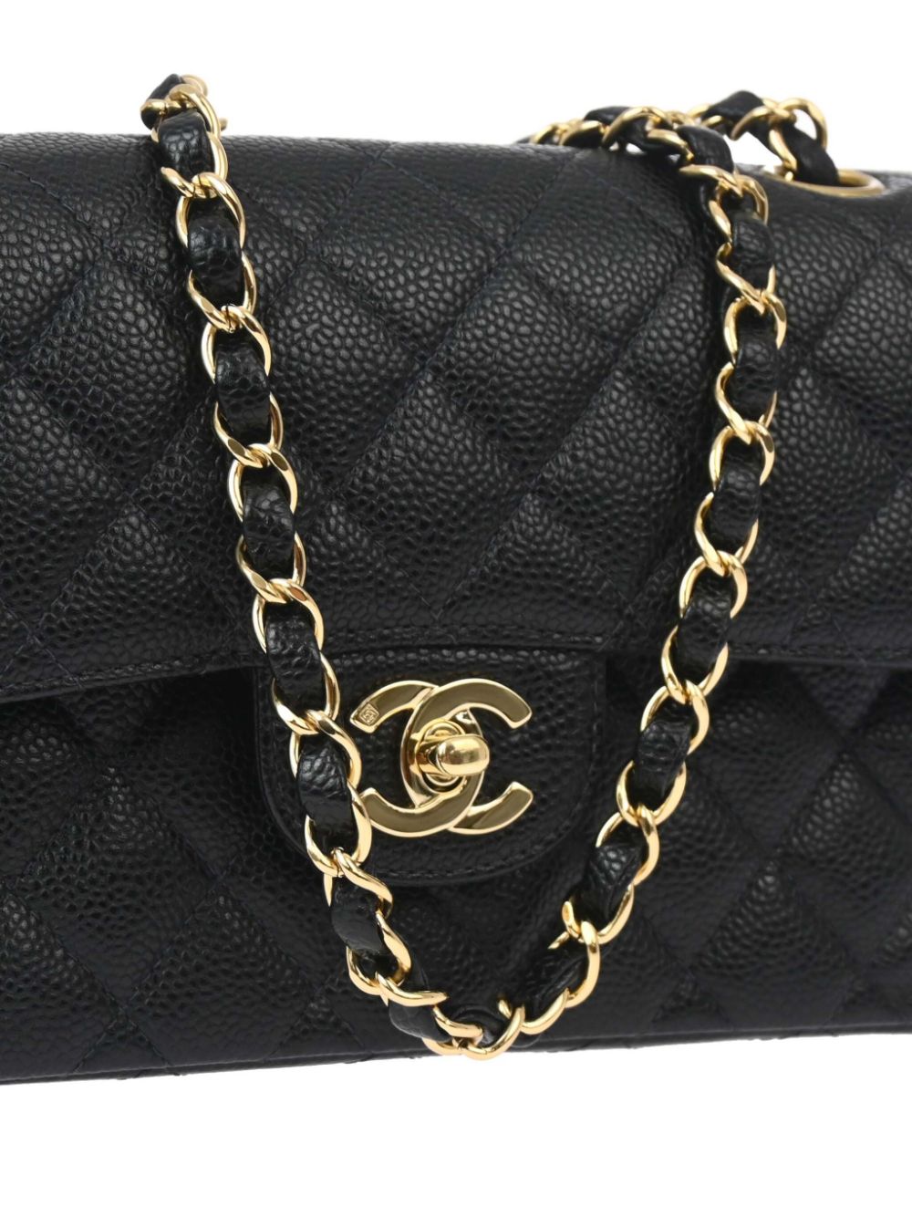 Pre-owned Chanel 2002 Small Double Flap Shoulder Bag In Black