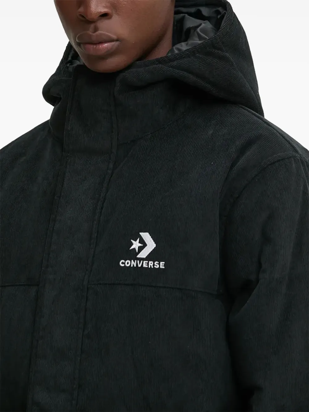 Converse Corduroy Hooded Jacket In Black