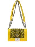 CHANEL Pre-Owned 2017 Boy Chanel Tweed Small shoulder bag - Yellow