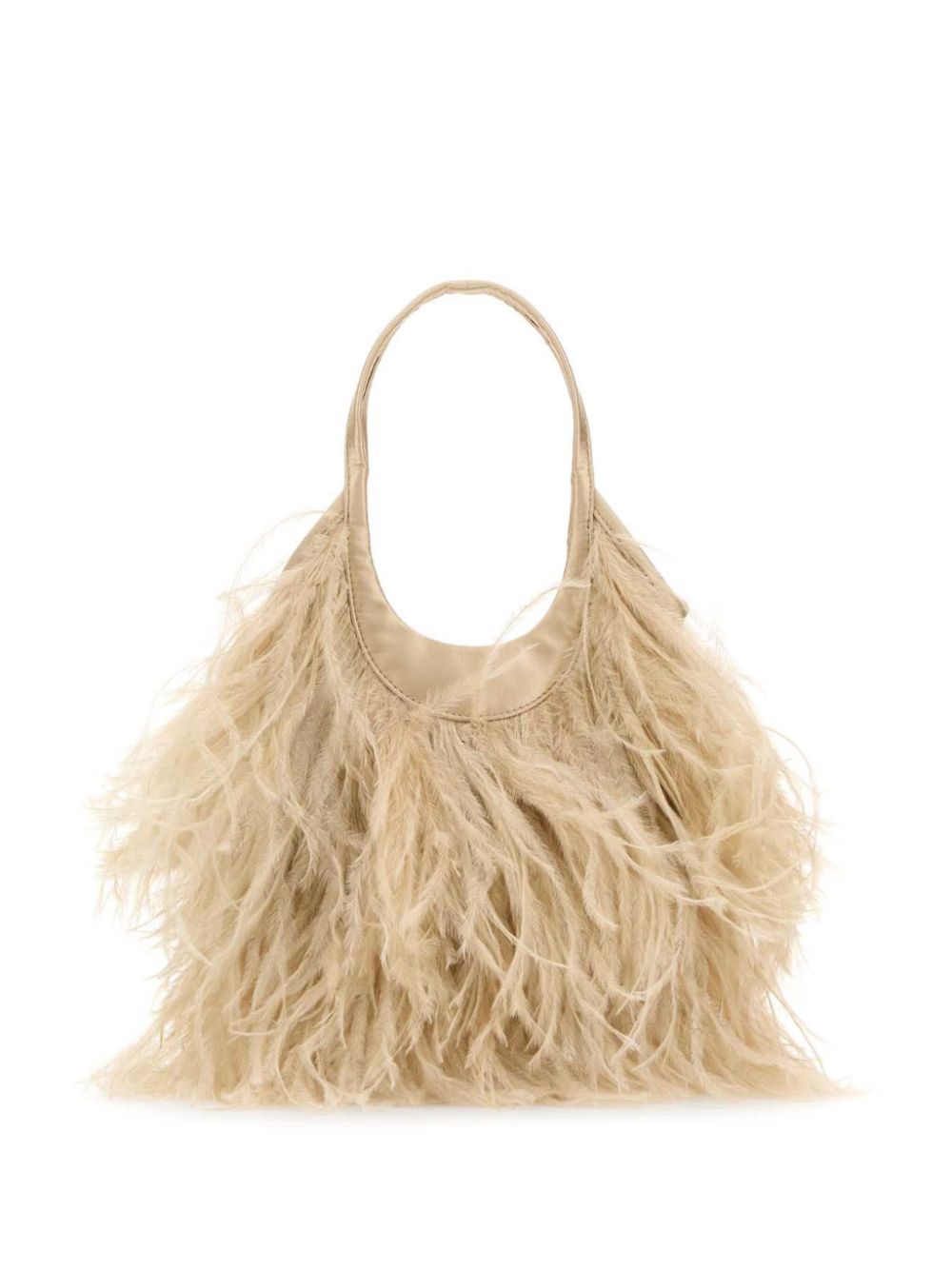 Miu Miu feather-detail satin handbag - Beige