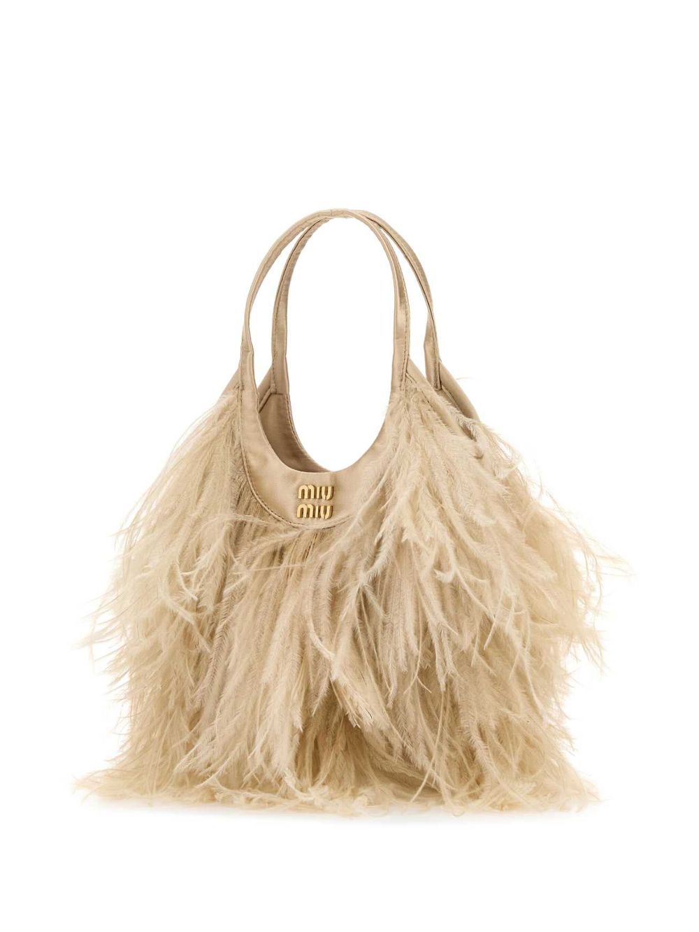 Miu Miu feather-detail satin handbag WOMEN