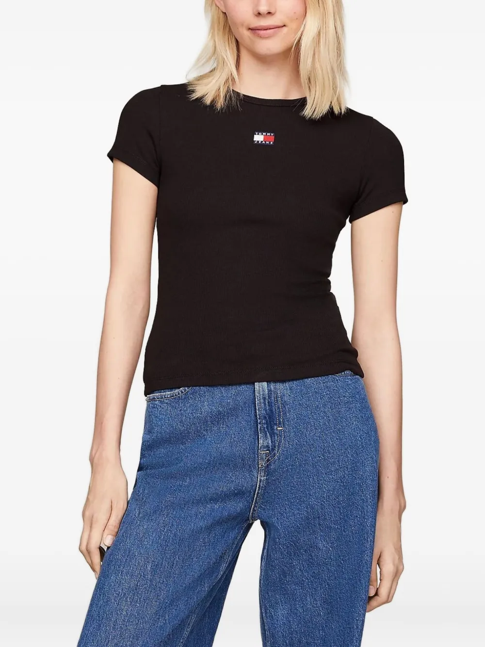 Tommy Jeans T-shirt met logo-badge Zwart