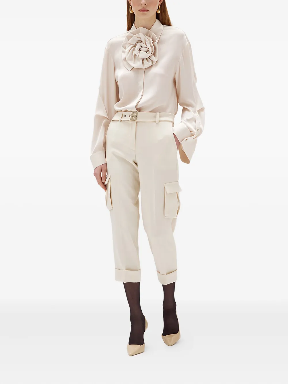 Blugirl Cargo broek met ceintuur Beige