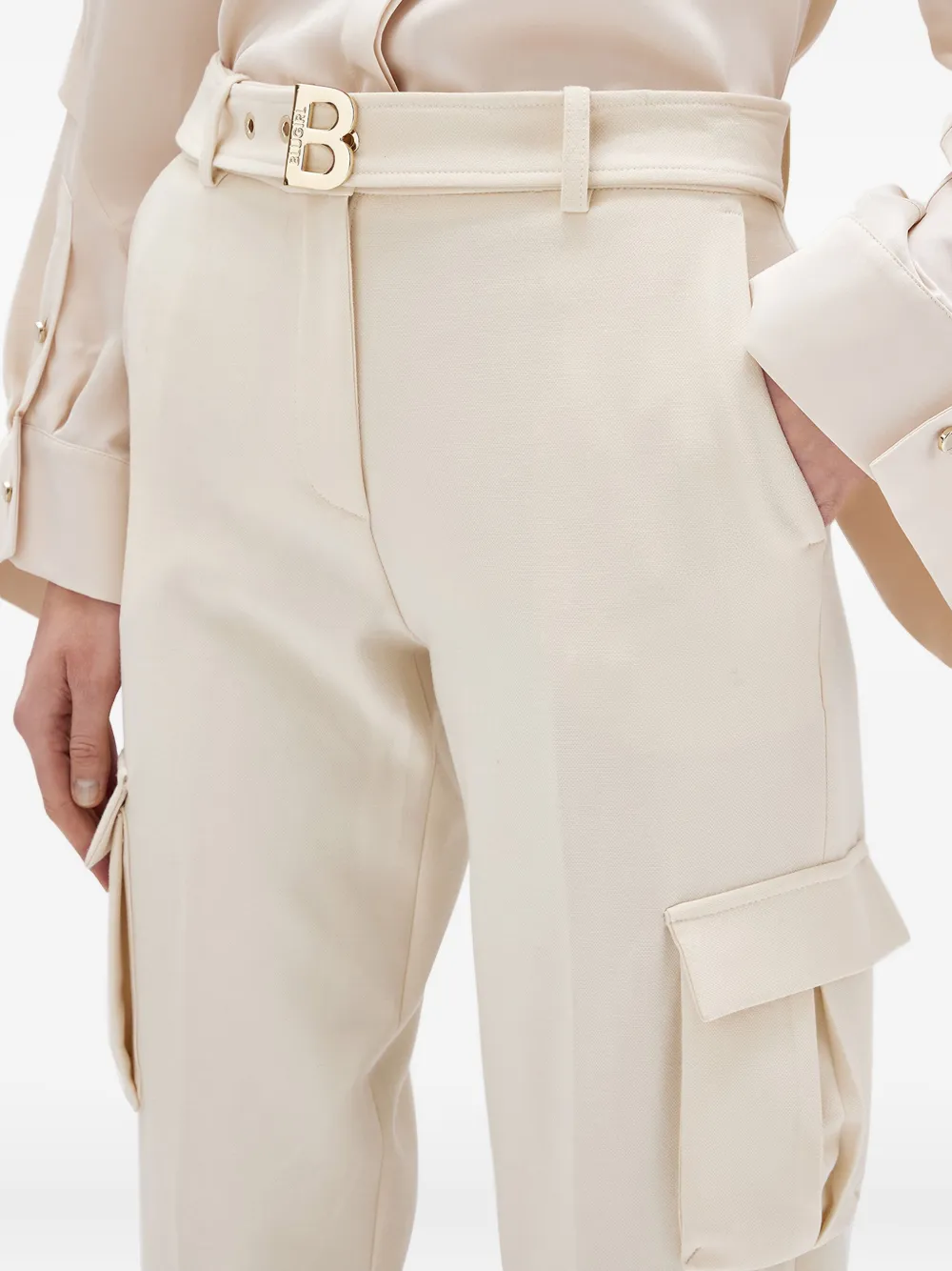 Blugirl Cargo broek met ceintuur Beige
